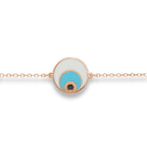 Rose Gold, Black Diamond & Enamel Evil Eye Bracelet - Dracakis Jewellers